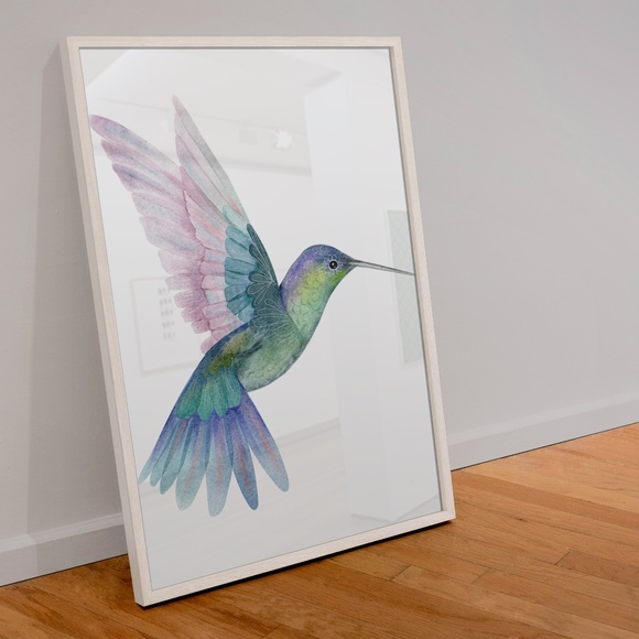 Watercolor Hummingbird Wall Art Illustration Print Poster Unframed - Picture 3 of 17